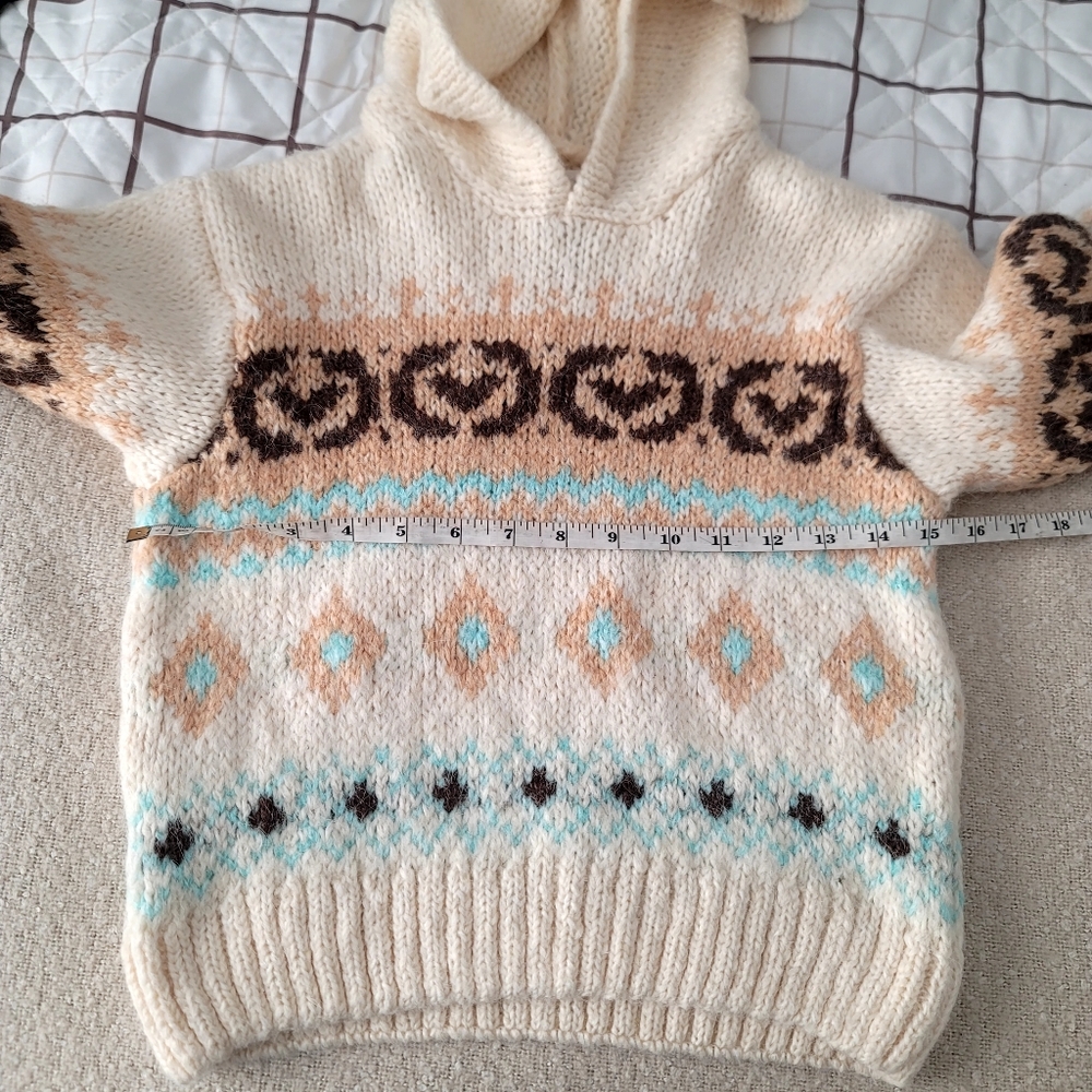 Zara Girls Patterned Wool Blend Knit Hoodie | Size 9-10 - Picture 11 of 17